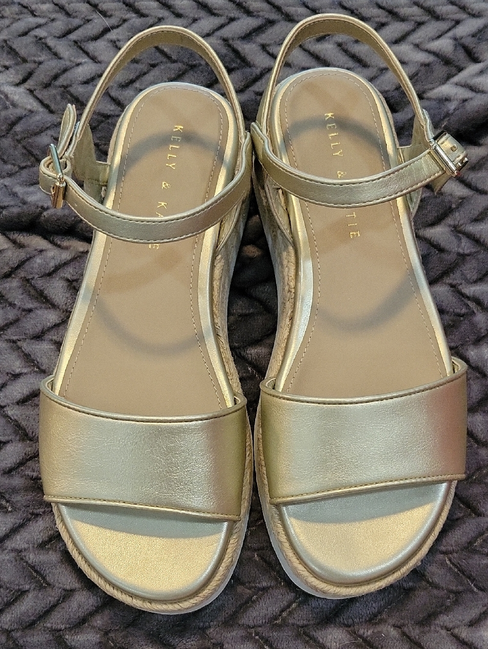 Kelly & Katie Metallic Gold Ankle-Strap Sandals